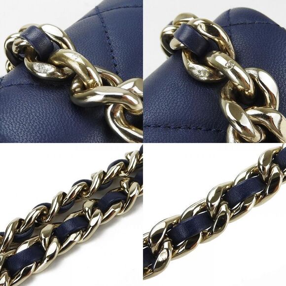 Chanel Shoulder Bag Matelasse Lambskin Navy Gold Hardware 2WAY Hand No 29 - Picture 6 of 9